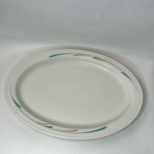 Syracuse China Company Serving Platter USA Since 1871 Teal Orange Swoosh Splatte